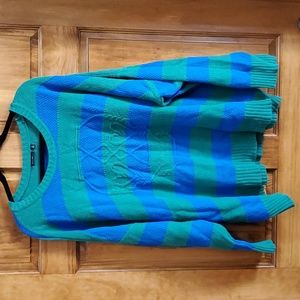 EUC Lovesick For Torrid Blue and Green Striped Skull Sweater